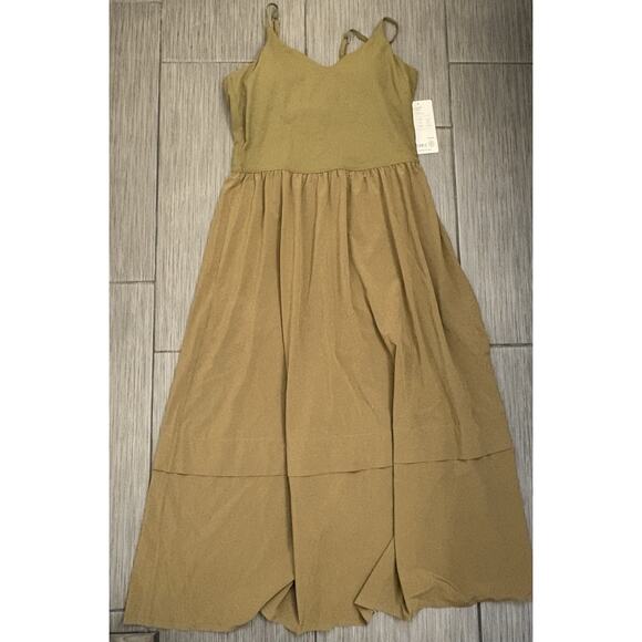 Athleta Elation V-Neck Hybrid Dress Size Medium Tall NWT Dark Olive Green - Picture 1 of 5